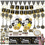 Happy Retirement Party Decorations supplies 80pack black gold party