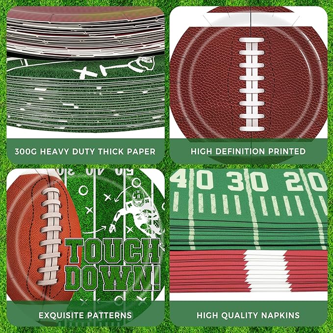 115PCS Football Party Decorations Football Paper Plates and Napkins
