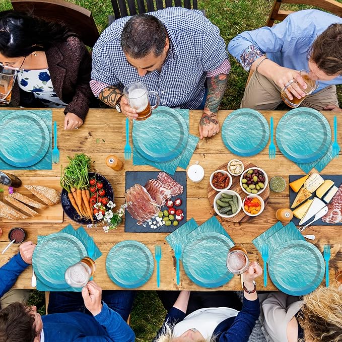 200 PCS Ocean Themed Paper Plates and Napkins Under the Sea Party