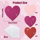 Valentine's Day Glitter Heart Cutouts 100Pcs Valentine Red Purple