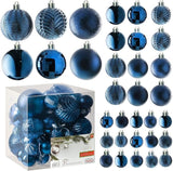 PREXTEX 36 Piece Blue Christmas Ornaments Set with Hanging Loops -
