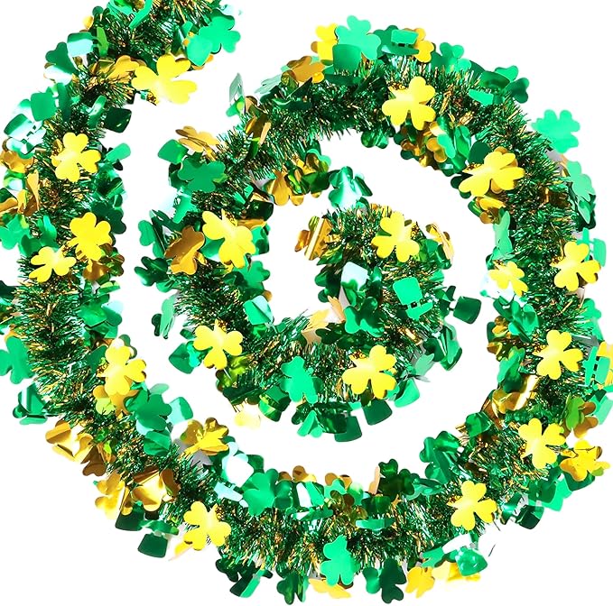 50 FT St Patricks Day Decorations Shamrock Garland Decor Green Gold