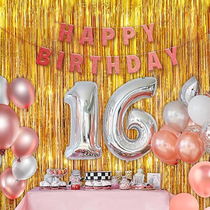 Gold Metallic Tinsel Foil Fringe Curtains, 2 Pack 3.3x8.3 Feet Party