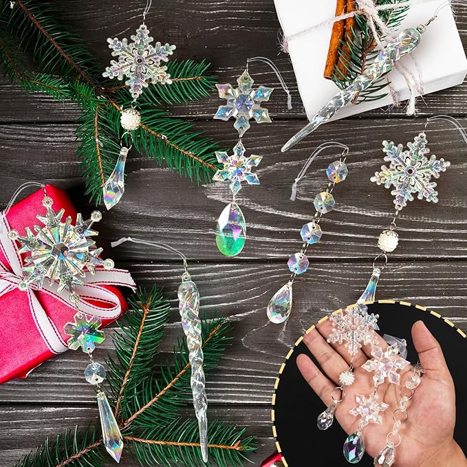 32pcs Christmas Decoration Crystal Ornaments - Iridescent Christmas