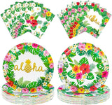 100 Pcs Hawaiian Paper Napkins Plates Tropical Luau Party Supplies 9