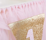 1st Birthday Girl Decoration High Chair Tutu Skirt WITH No.1 Crown