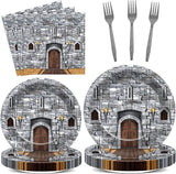 96PCS Medieval Plates Napkin Halloween Castle Party Decorations