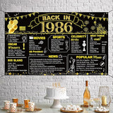 DARUNAXY 40th Birthday Black Gold Party Decoration, Back in 1986