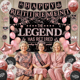 Retirement Party Decorations Women Black and Pink Happy Retirement