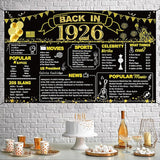 DARUNAXY 100th Birthday Black Gold Party Decoration, Back in 1926