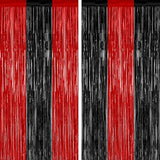 2 Pack Backdrop Curtains, 3.28 FT x 7.05 FT Black and Red Party