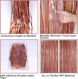 2 Pack 3.2ft x 8.2ft Rose Gold Foil Fringe Curtain Backdrop, Metallic