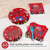 96Pcs Spider 3rd Birthday Decorations for Boys Super Theme Hero 3rd