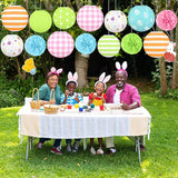 16pcs Easter Party Hanging Decorations Pastel Paper Lanterns and Pom
