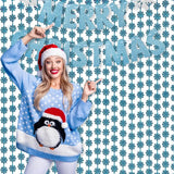 BRAVESHINE Blue Party Snowflake Backdrop - 2 Pack Hanging Foil Fringe
