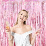Voircoloria 3 Pack 3.3x8.2 Feet Laser Pink Foil Fringe Backdrop