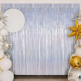2 Pack Silver Metallic Tinsel Foil Curtains, 3.28 FT x 7.05 FT
