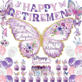 Butterfly Retirement Decorations Purple Happy Retirement Banner