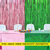 LOYIM 2 Pcs Iridescent Pink & Green Holographic Tablecloth for