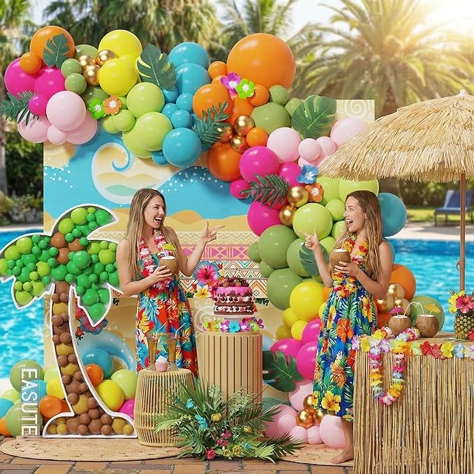 Tropical Hawaiian Party Decorations 145Pcs Luau Tropical Balloon