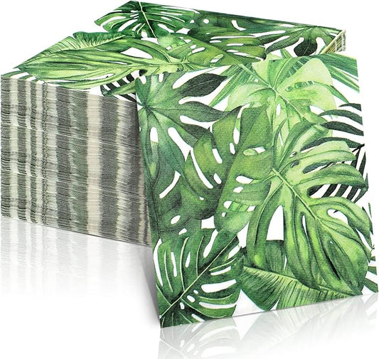 100 Pcs Tropical Palm Leaf Napkins Disposable Hawaiian Luau Aloha