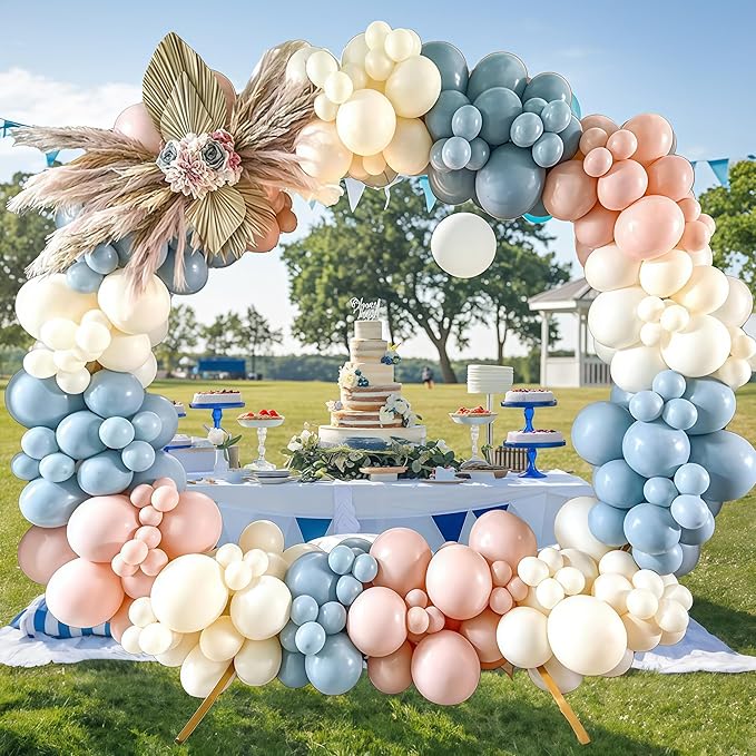 Gender Reveal Balloon Arch Kit 115Pcs Dusty Blue Blush Balloons