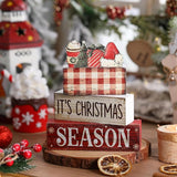 4 Pcs Christmas Table Decoration Wooden Hot Cocoa Santa Hat