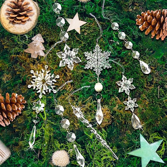 Christmas Tree Decoration Crystal Ornaments - 48pcs Acrylic Christmas