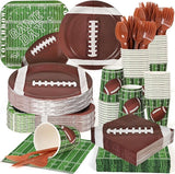 400 Pcs Football Party Supplies Paper Round Square Plates and
