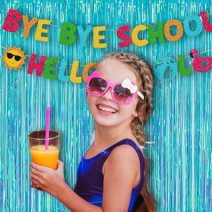 BRAVESHINE Iridescent Blue Foil Fringe Backdrop - 2 Pack 3.2x6.5 ft