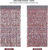 3 Pack 3.3 ft x 6.6 ft Tinsel Curtain CYLMFC Rose Gold Birthday