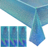 3pcs Blue Holographic Laser Tablecloths 40" x 108" Plastic Table
