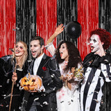 8 Pack Halloween Party Supplies, 3.28 FT x 7.05 FT Red and Black Foil