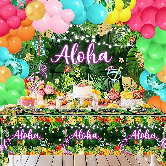 Hawaiian Aloha Party Decorations 204 Pcs Luau Party Decorations Kit