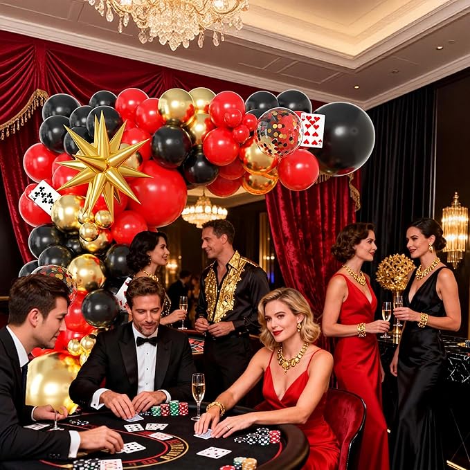 104pcs Casino Party Decorations Balloon Garland Arch Kit with 3