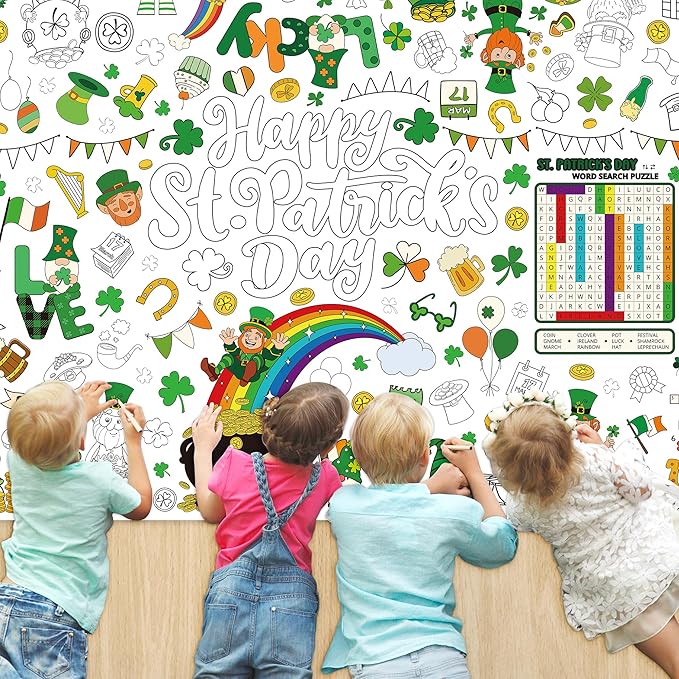 QZYL 54" x 108" Coloring St Patricks Day Crafts, Giant Coloring Table