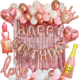 VIDAL CRAFTS 71 Piece Rose Gold Birthday Decorations for Women Party
