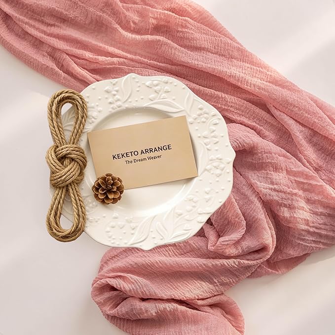 Keketoarrange 10pcs Pink Valentines Decor Table Runner Cheese Cloth