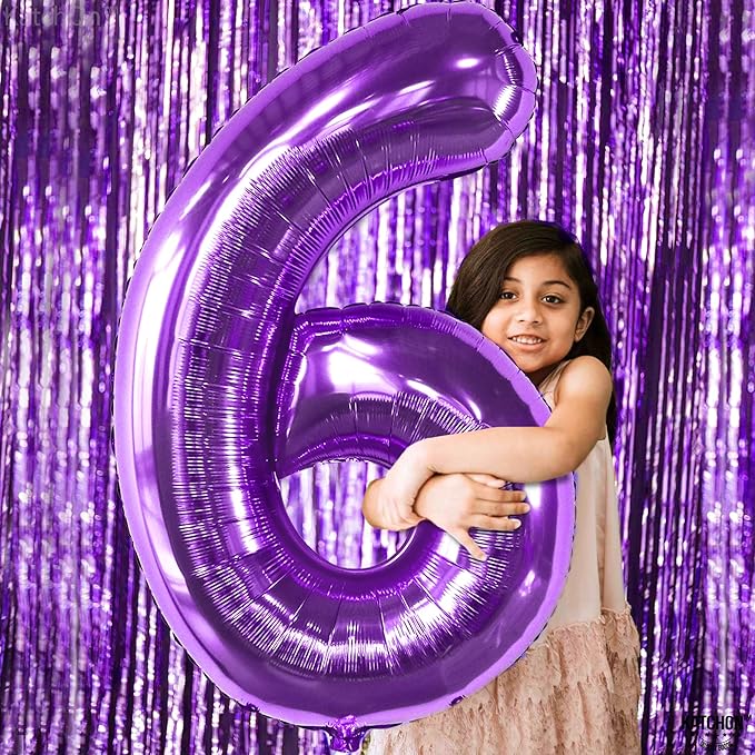 KatchOn, Giant Purple Number 6 Balloon - 40 Inch | 6th Birthday
