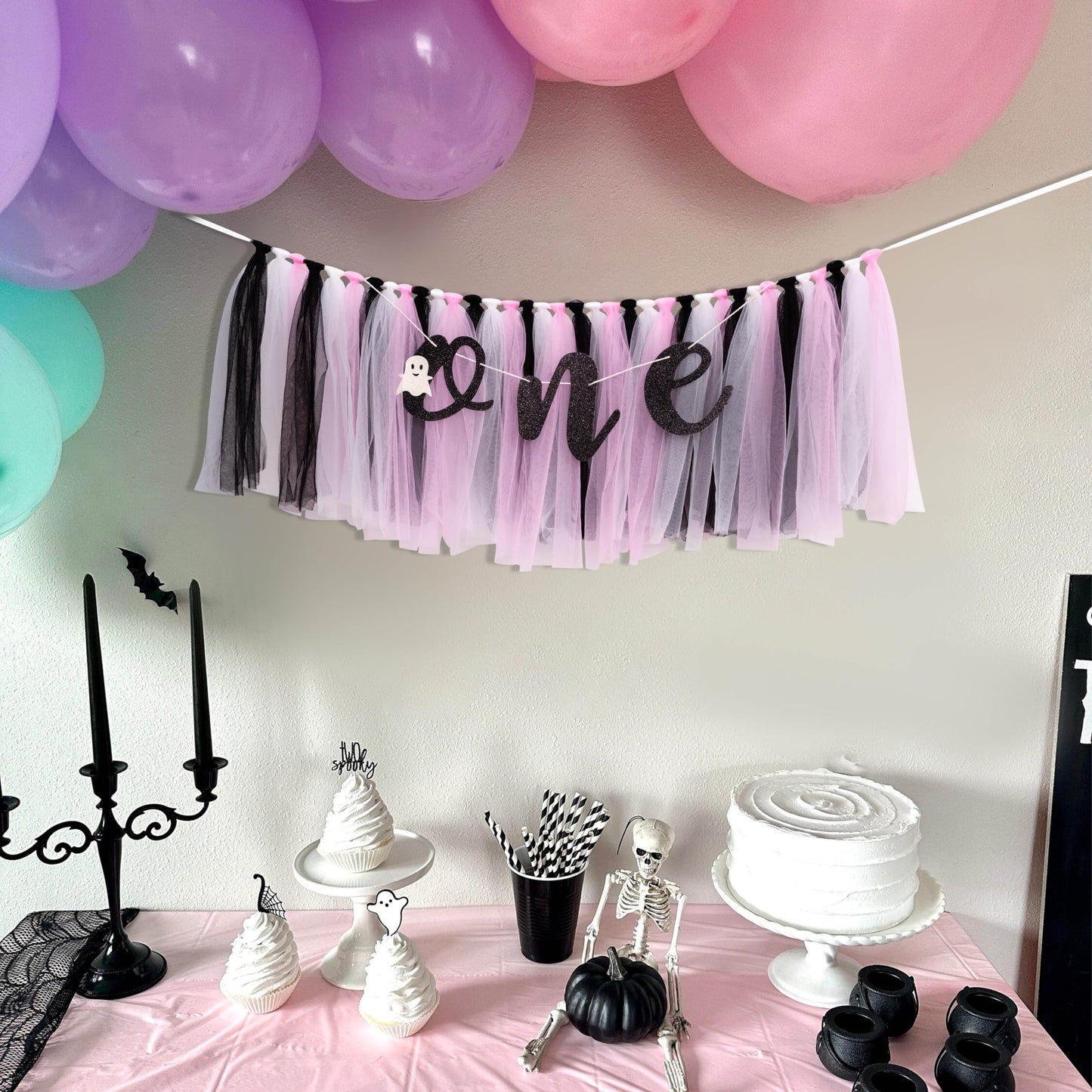 Halloween Themed Birthday Highchair Banner - Little Ghost 1st/First