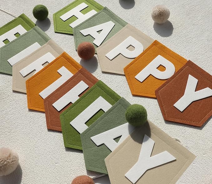 Wild One Felt Green Happy Birthday Banner Birthday Decorations for