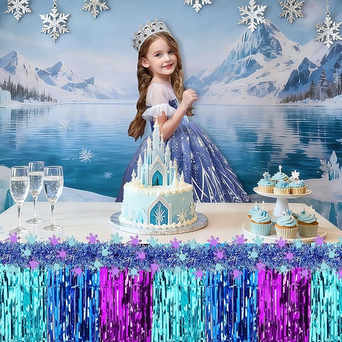 4 Pack Winter Princess Birthday Party Decorations 108 x30in Blue and
