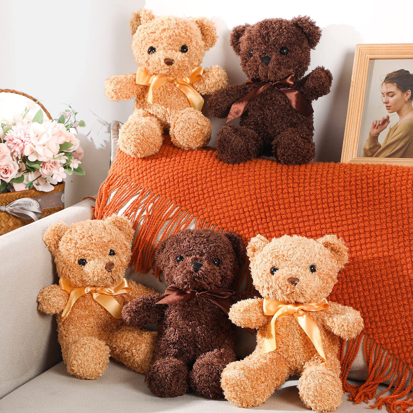 HyDren 5 Pcs Bears Stuffed Animal Soft Plush Toys Valentine 12 Inches