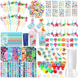 172 Pcs Under the Sea Party Favors Set Include Cup Straw Stamp Clap