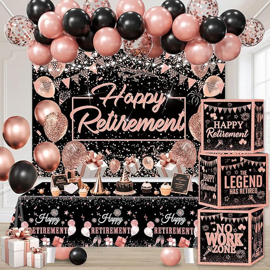 Retirement Party Decorations Rose Gold Balloons Happy retirement