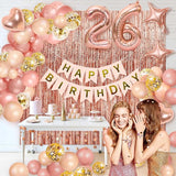 Women's Rose Gold Party Decorations Happy Birthday Banner Tassel