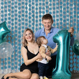 BRAVESHINE Blue Party Snowflake Backdrop - 2 Pack Hanging Foil Fringe