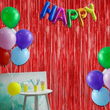 12 Pack Red Curtains, 3.28 FT x 7.05 FT Party Streamer, Metallic
