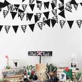 32Ft Black White Halloween Party Decorations Skull Fabric Pennant