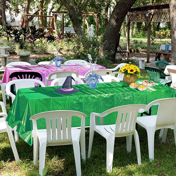 4 Pcs Iridescent Pink and Green Tablecloth Party Decorations,